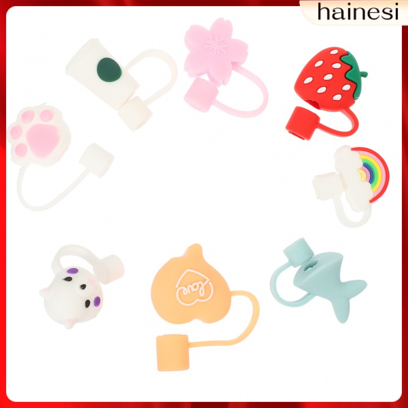 Set 8 Nắp Đậy Ống Hút Bằng Silicone Cao Su Mềm Cho Bé