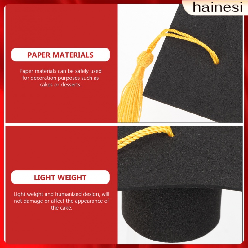 Set 10 Nón Tốt Nghiệp Mini Bằng Nhựa Màu Đen Dùng Để Trang Trí Bánh Cupcake