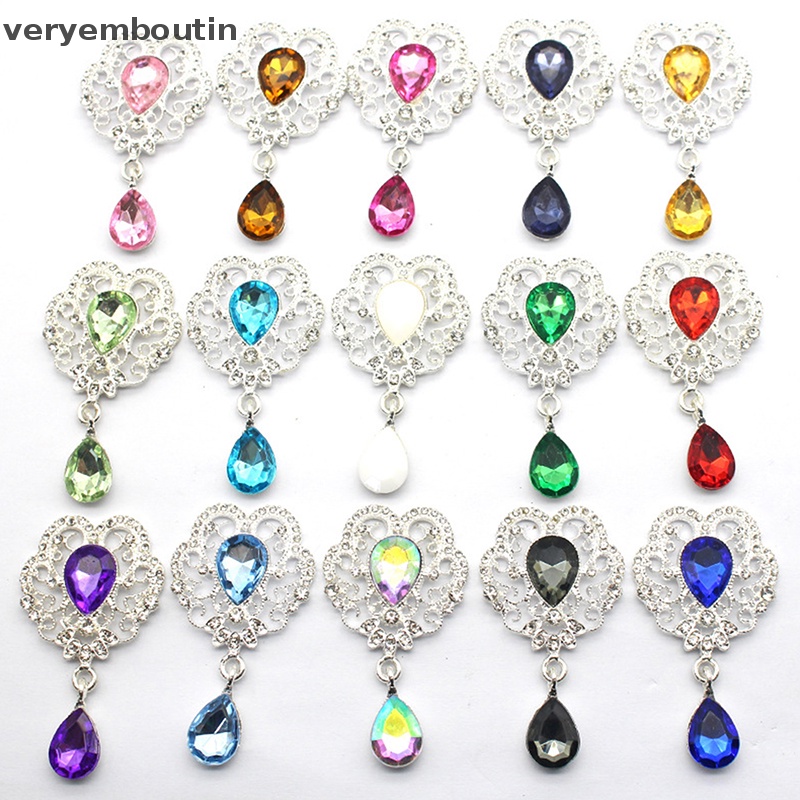 Mặt Dây Chuyền Hình Giọt Nước Bằng Hợp Kim Đính Đá Nhiều Màu Sắc Dùng Trang Trí Tóc DIY