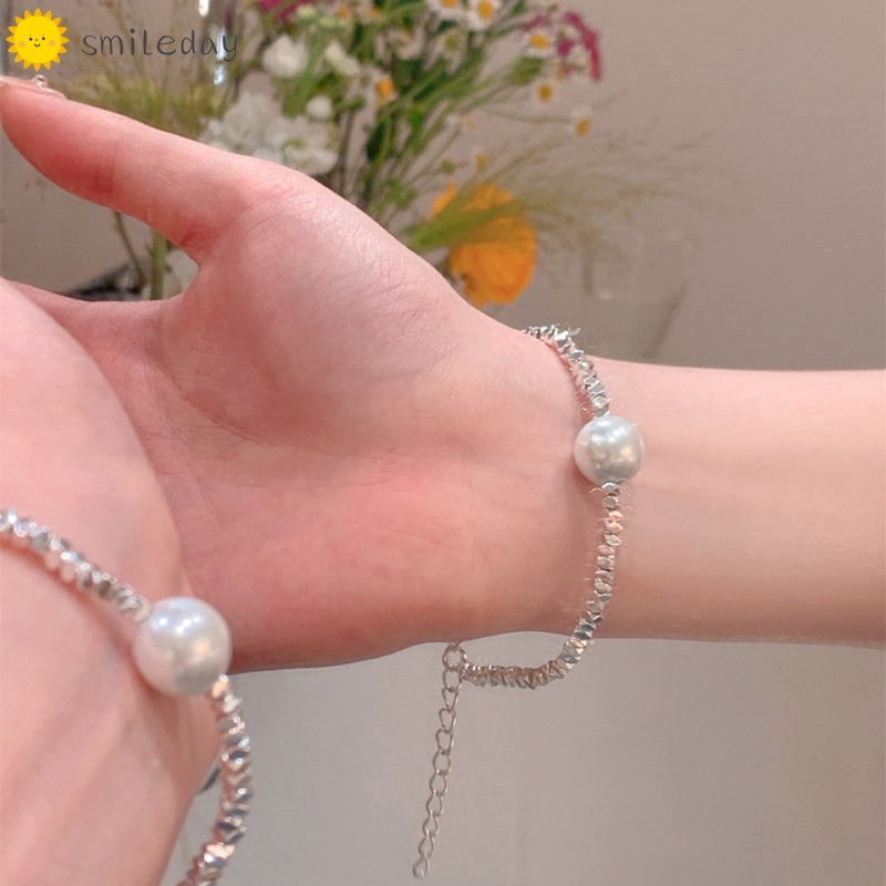 Vòng Tay Chuỗi Hạt Ngọc Trai Bằng Kim Loại Thời Trang Cho Nữ