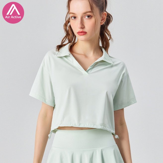 Áo Thun Polo Thể Thao Chạy Bộ Co Giãn Viền Vải Mát Có Thể Điều Chỉnh