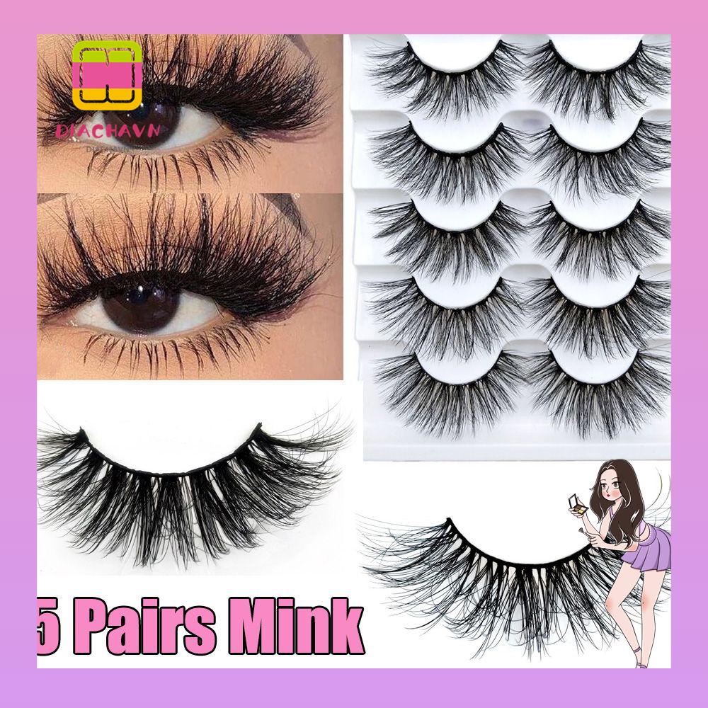 Set 5 Cặp Lông Mi Giả SKONHED Trang Điểm Làm Đẹp Không Cần Lau Chùi