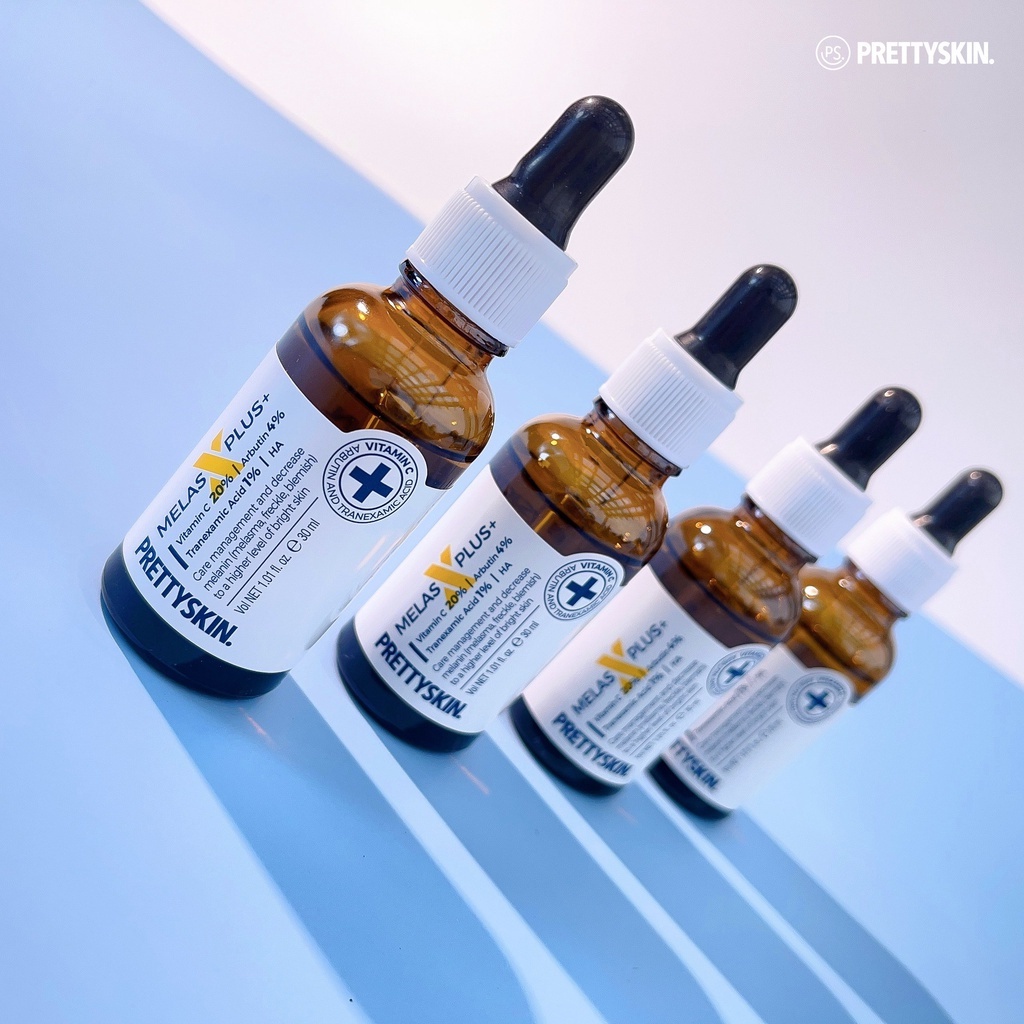 Tinh chất dưỡng sáng da mờ nám Pretty Skin Melas X Plus Vitammin C 20% Arbutin 4% 30ml
