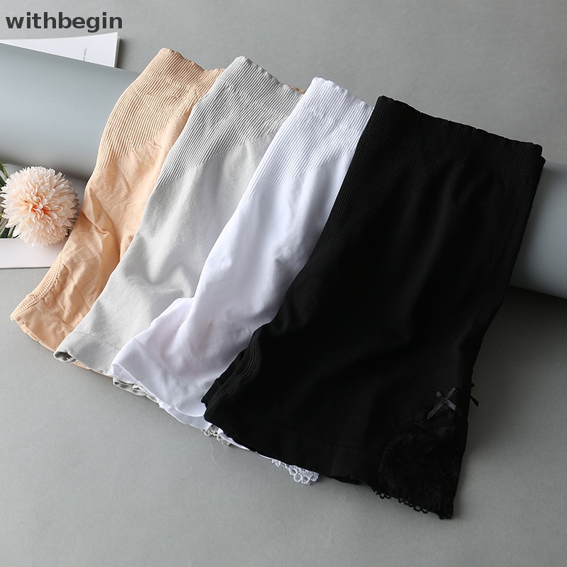 1 Quần Lót Boxer Eo Cao Bằng Lụa Lạnh Không Đường May Phối Ren Thoáng Khí Thời Trang Cho Nữ