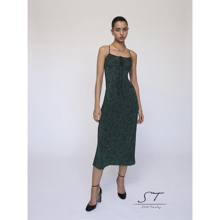 Đầm Dài Hai Dây Cổ Chữ U Họa Tiết In Thời Trang Mùa Hè CY03 Cho Nữ