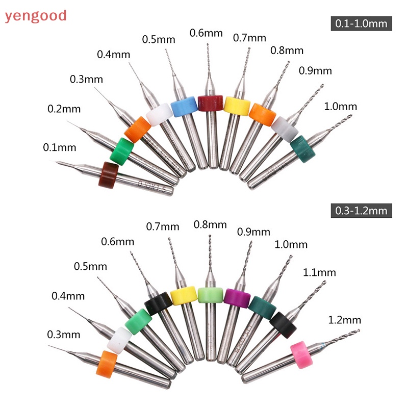 Set 10 Mũi Khoan Micro PCB Bằng Hợp Kim Cứng 0.1mm-1.2mm 0.1mm 1.2mm Chất Lượng Cao