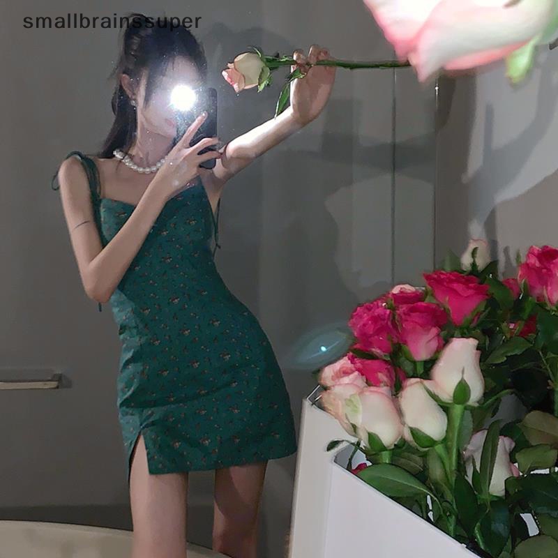 Đầm Chữ A Lưng Cao Cột Dây Họa Tiết Hoa Phong Cách Hàn Quốc Quyến Rũ Cho Nữ