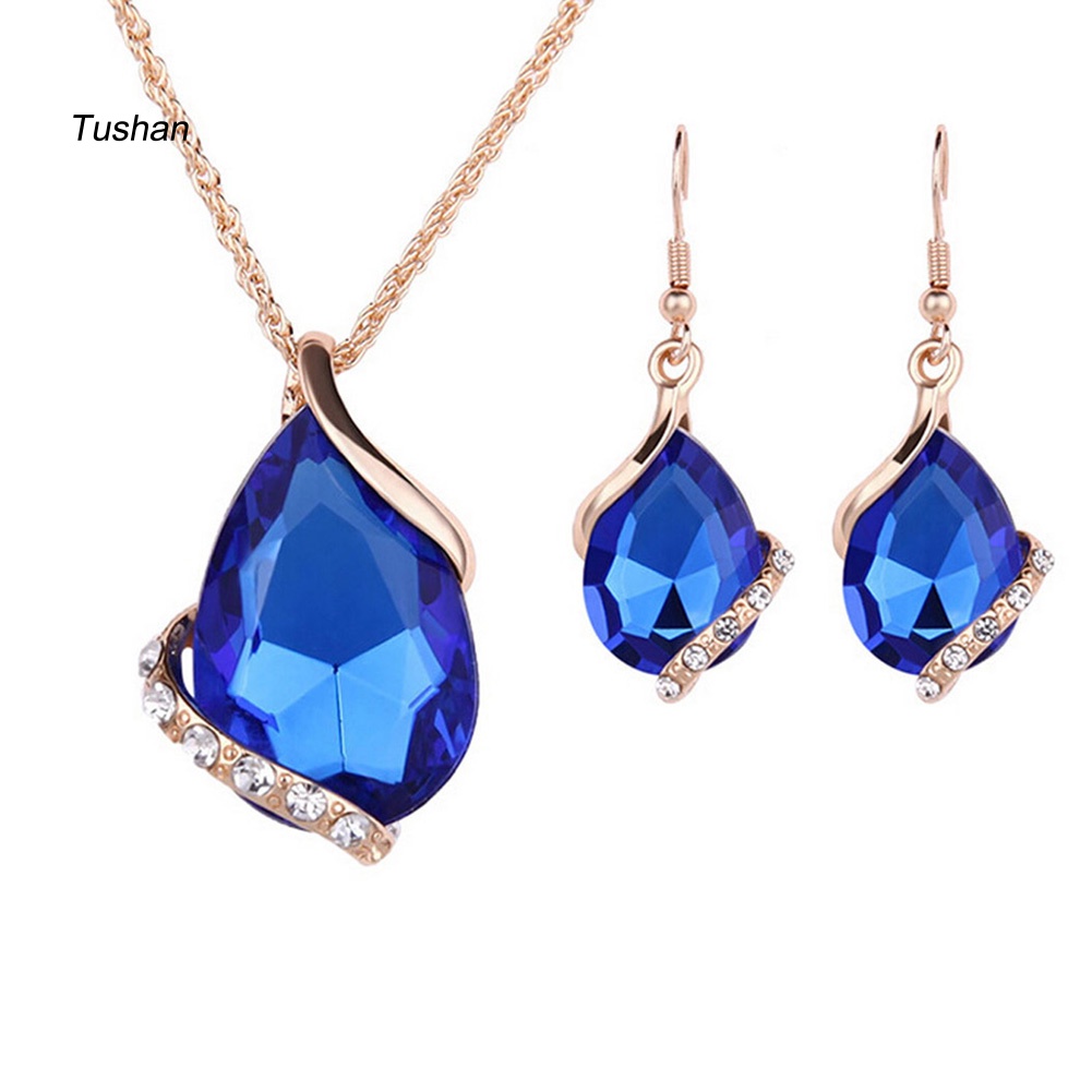 Set 3 Vòng cổ Và Đôi Khuyên Tai Đính Đá Thời Trang Thanh Lịch Dành Cho Nữ