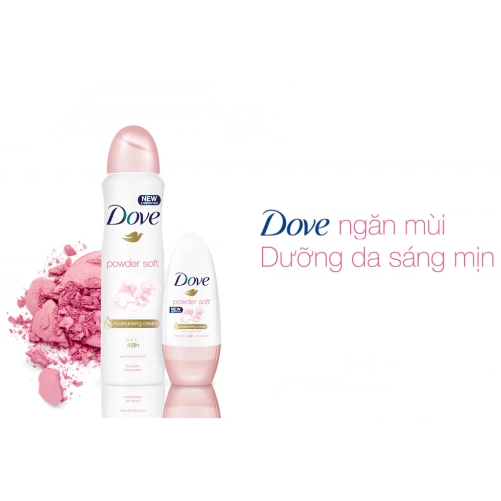 Xịt Khử Mùi Dove Dưỡng Da Sáng Mịn Hương Phấn Thơm Powder Soft 150ml