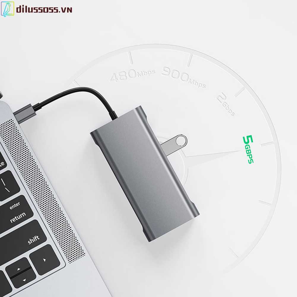 Trạm Kết Nối USB C Hub 11 Trong 1 100W PD 5Gbps Type C 4K 30hz HDMI