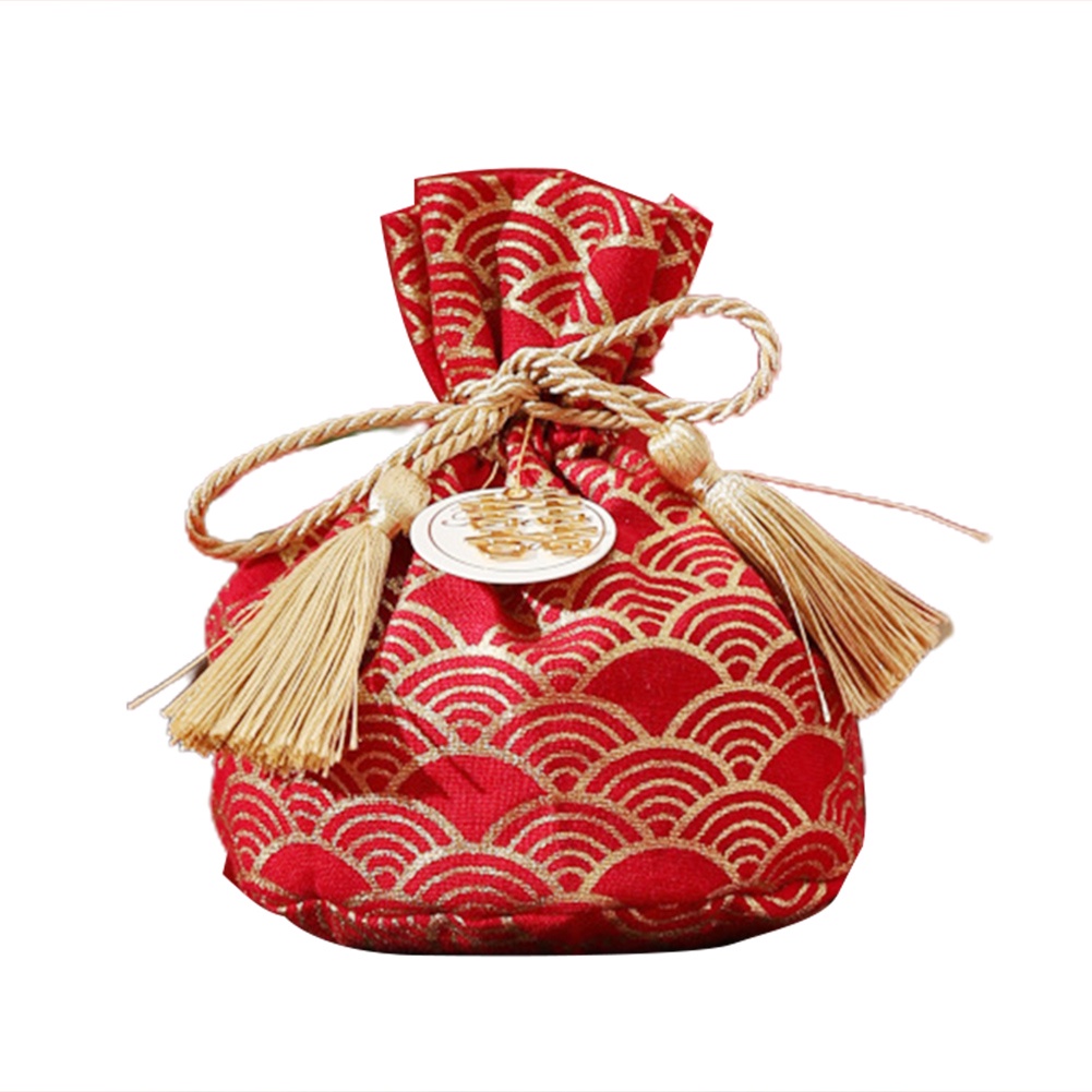 Túi Quà Vải Cotton Thêu Họa Tiết Màu Xanh Dương Chất Lượng Cao 10 * 13.5
