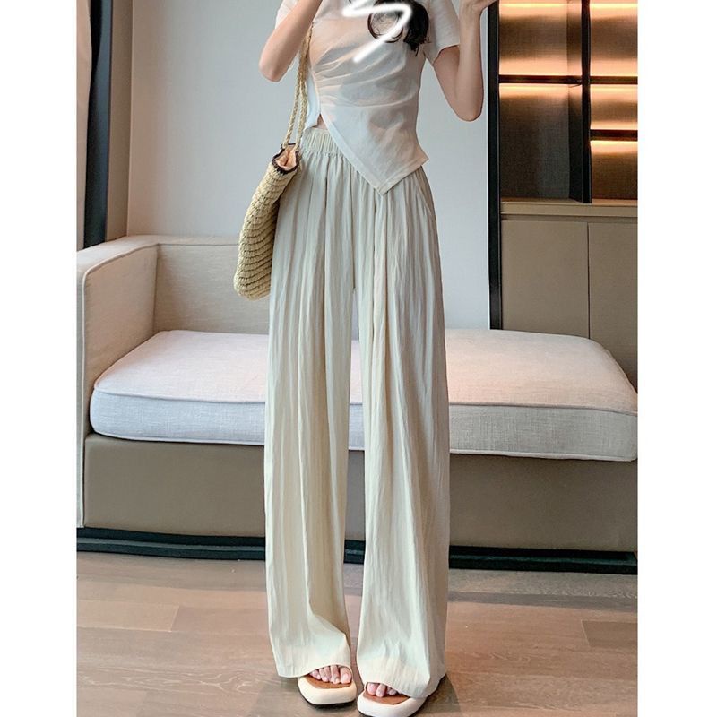 COZOK Quần Ống Rộng Xếp Ly Lưng Cao Đơn Giản Thời Trang