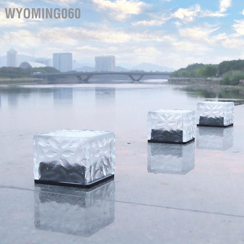 Wyoming060 Ánh sáng gạch thủy tinh năng lượng mặt trời Đèn LED ABS chống nước trong đất chôn đá phong cảnh cho sân vườn ngoài