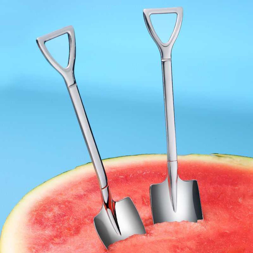=Christmas=Stainless Steel Spoon Long-handled Thickening Food Scoop Watermelon Cake Spoon