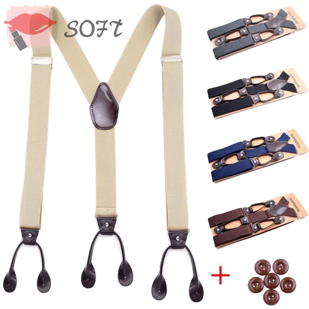 Dây Thắt Lưng Da Phối Nút Phong Cách Vintage Dành Cho Người Lớn SOFTNESS