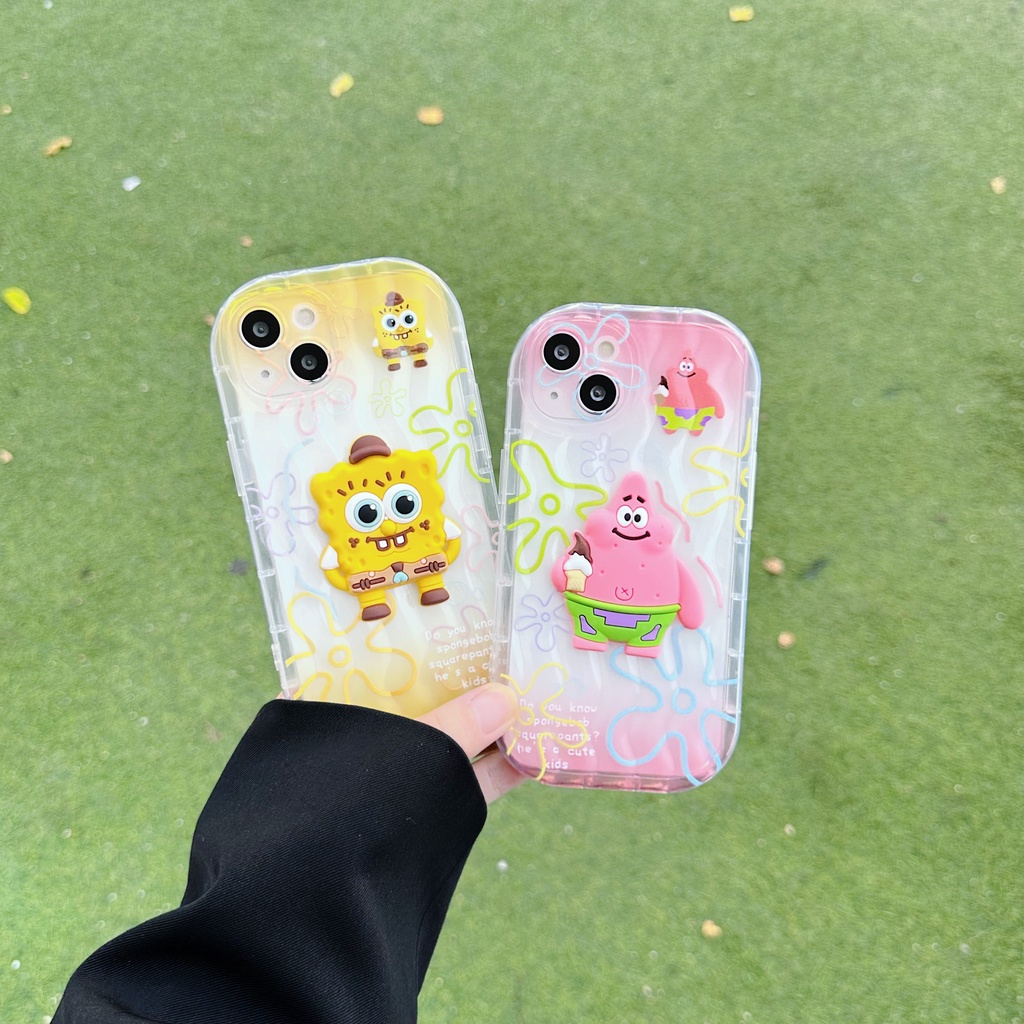 Ốp Điện Thoại TPU Dẻo Trong Suốt Họa Tiết Hoạt Hình Spongebob &amp; Patrick Cho iPhone 13 12 11 Pro Max 14 Plus