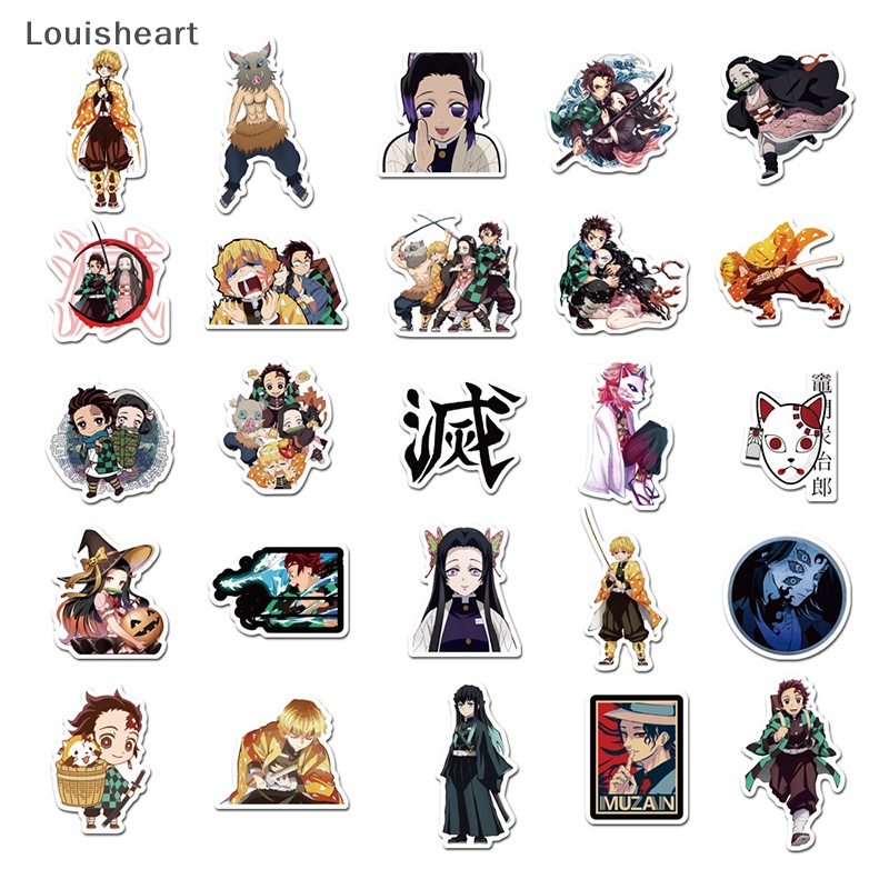 Bộ 50 Miếng Dán Trang Trí Laptop Vali Ván Trượt Chống Thấm Nước Họa Tiết Louisheart TFG