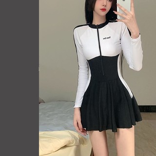 Đồ Bơi Một Mảnh Tay Dài Che Bụng Thời Trang Phong Cách Thể Thao Cho Nữ