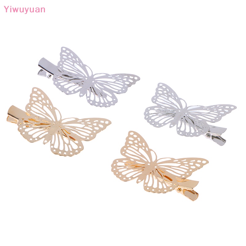 Bộ 2 Kẹp Tóc Kim Loại Hình Bướm Thời Trang Cho Nữ