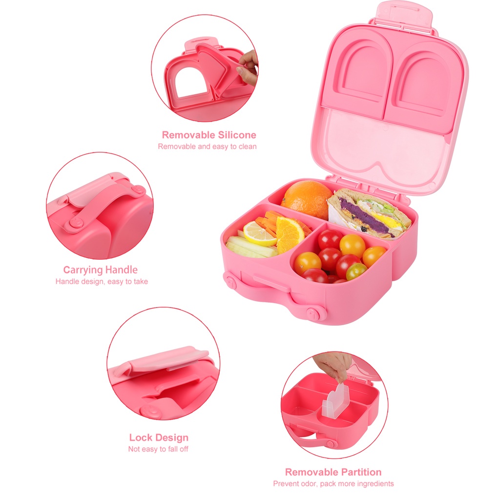 BUNNY CHILDREN'S BENTO BOX PLASTIC STUDENT LUNCH PORTABLE COMPARTMENTALIZED MICROWAVEABLE HEATING PICNIC CAMPING TRAVEL