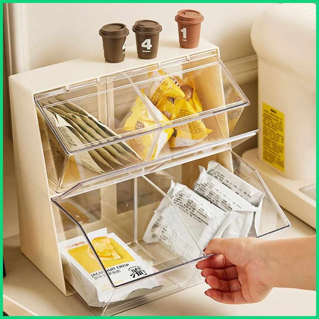 Giá Đỡ 2 Tầng Kèm Nắp Trong Suốt Dành Cho Tủ Bếp Quầy Ngọt Ngào