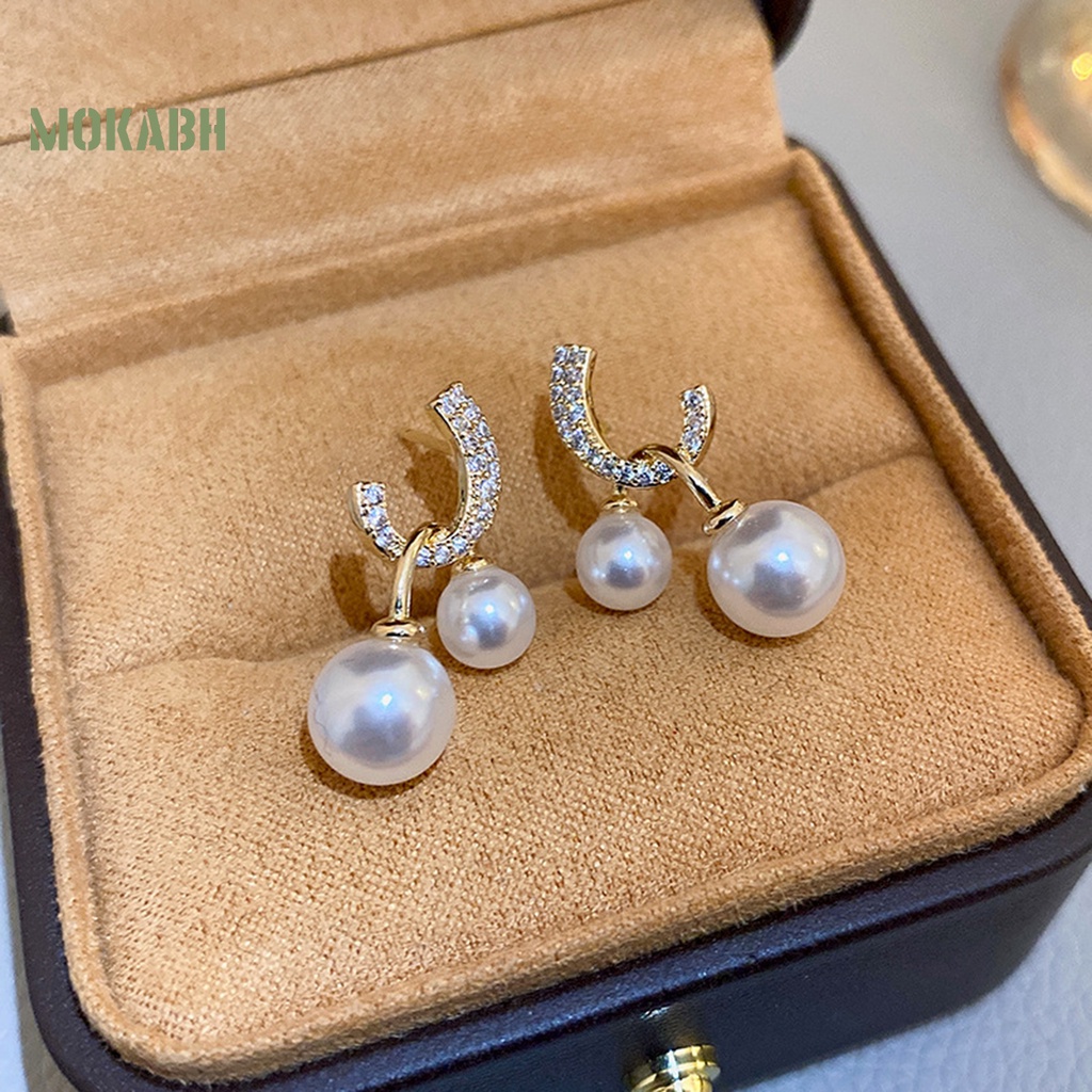 1 Đôi Bông Tai Xỏ Lỗ Đính Ngọc Trai Giả Thời Trang Dành Cho Nữ