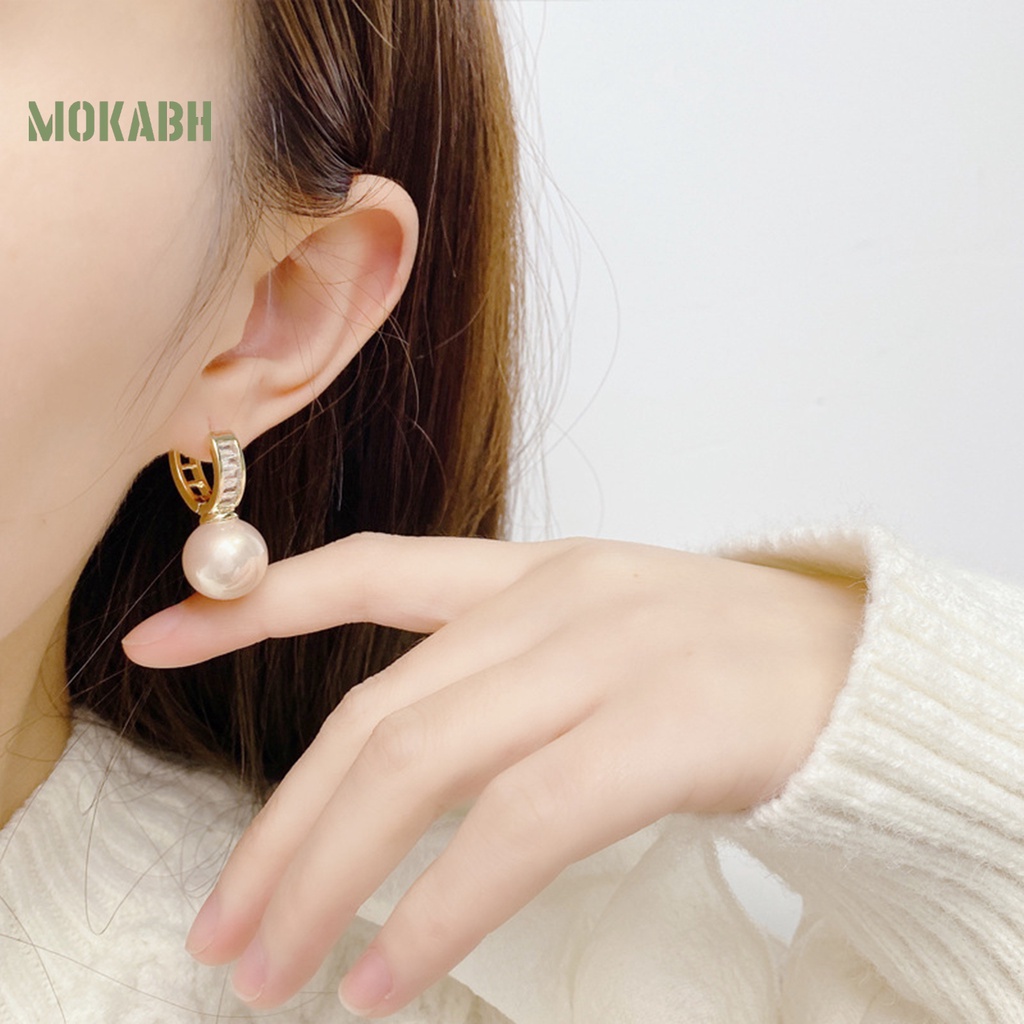 1 Đôi Bông Tai Hình Chữ U Đính Ngọc Trai Giả Phong Cách Pháp Cổ Điển Thời Trang Dành Cho Nữ