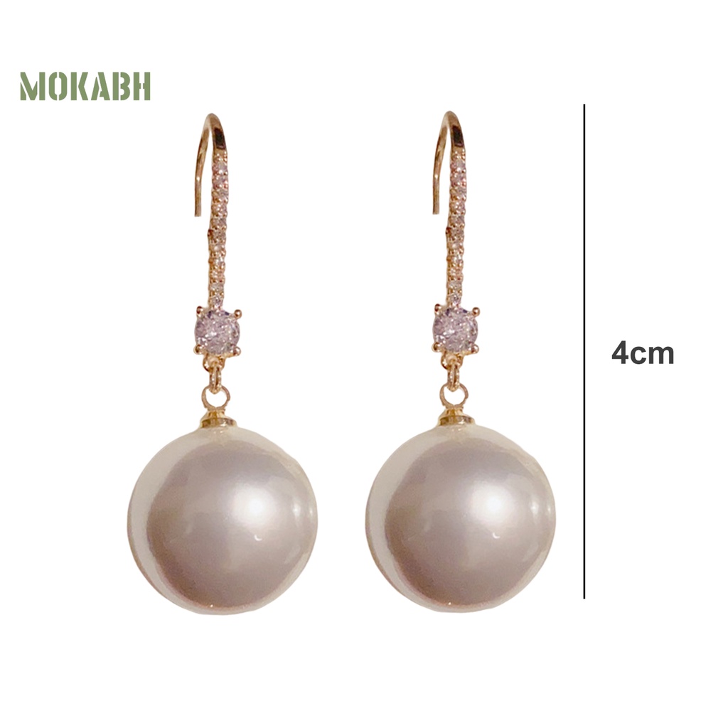 1 Đôi Bông Tai Móc Đính Đá Ngọc Trai Nhân Tạo Lấp Lánh Thời Trang