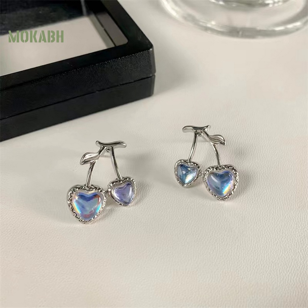 Đôi Bông Tai Hình Quả Cherry Đính Đá Thời Trang Cho Nữ