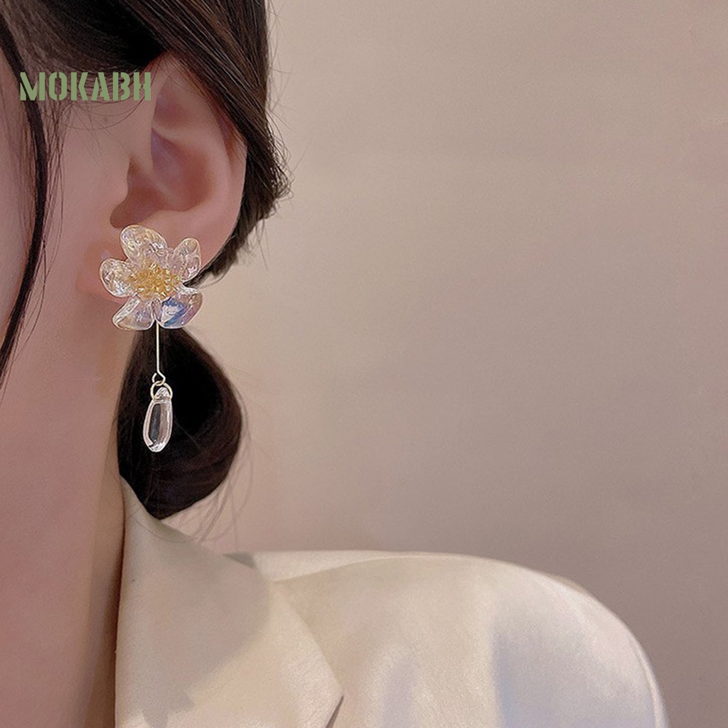 1 Đôi Bông Tai Hình Giọt Nước Pha Lê Trong Suốt Không Gây Dị Ứng Phong Cách Pháp Thời Trang