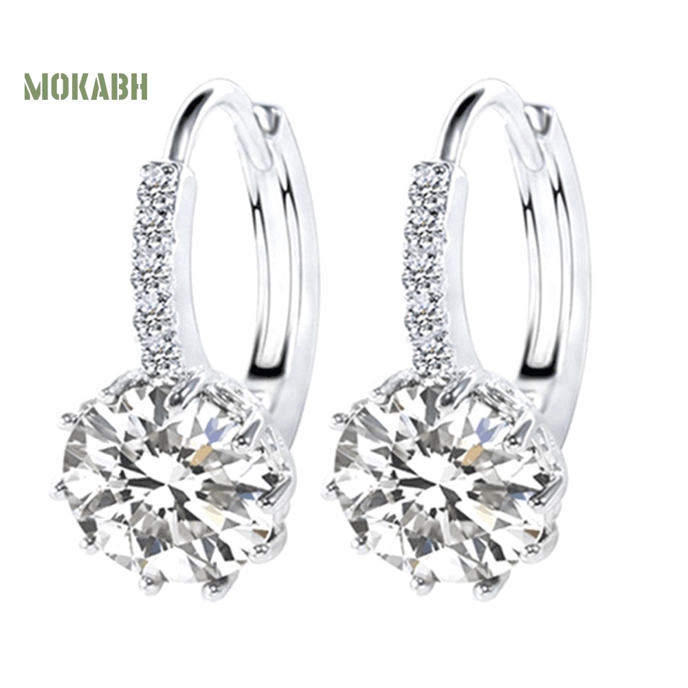 Bông Tai Tròn Đính Đá Zircon Thời Trang Cho Nữ