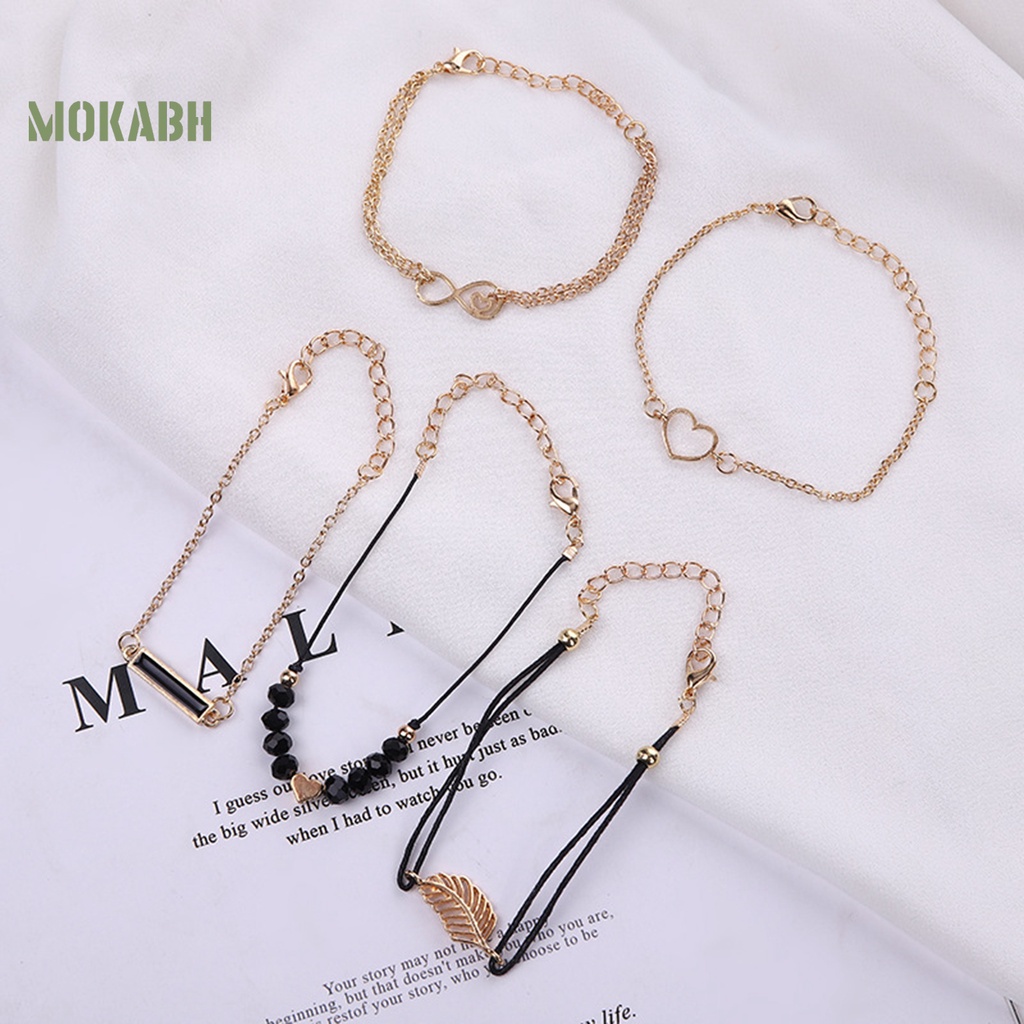 Set 5 Vòng Tay Nhiều Lớp Thời Trang Boho Cho Nữ