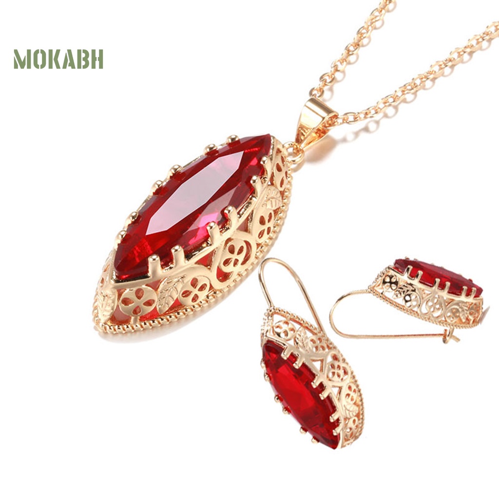 1 Bộ Vòng cổ + Bông Tai Hình Oval Rỗng Sáng Điều Chỉnh Được Phong Cách Vintage Thanh Lịch