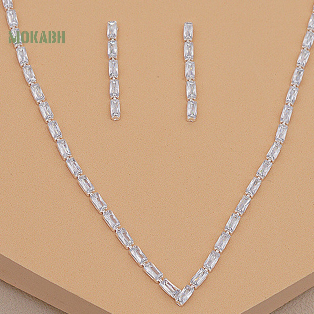 [Mới] Set Vòng cổ Và Bông Tai Đính Đá Zircon Sang Trọng Không Gây Dị Ứng Cho Cô Dâu