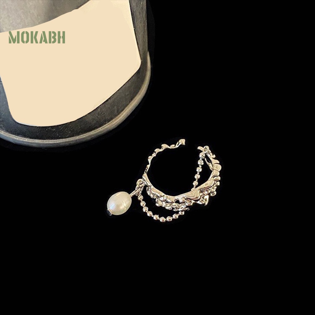 [Mới] Nhẫn Hở Hai Lớp Đính Ngọc Trai Nhân Tạo Mạ Điện Không Cần Điều Chỉnh Trang Sức Hiện Đại Thời Trang Dành Cho Nữ