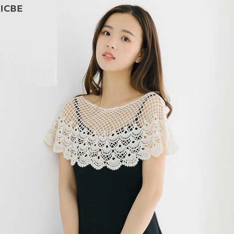 Khăn Choàng Dệt Kim Phối Ren Họa Tiết Hoa Hướng Dương Thời Trang Cho Nữ