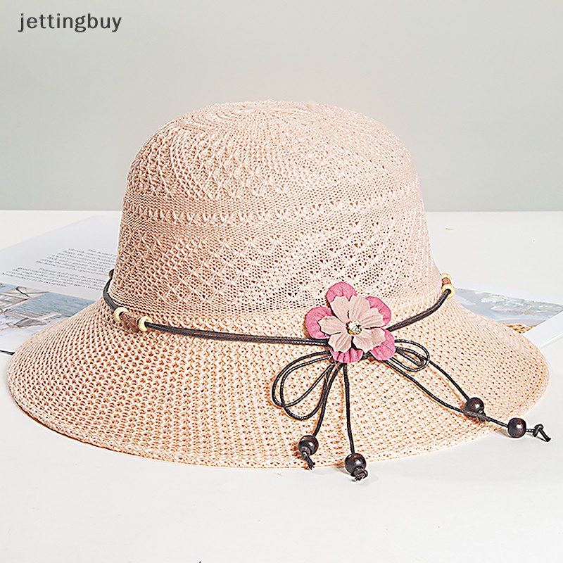 Mũ Cói Che Nắng Phối Dây Da Chống Tia UV Có Thể Gấp Gọn Tiện Dụng