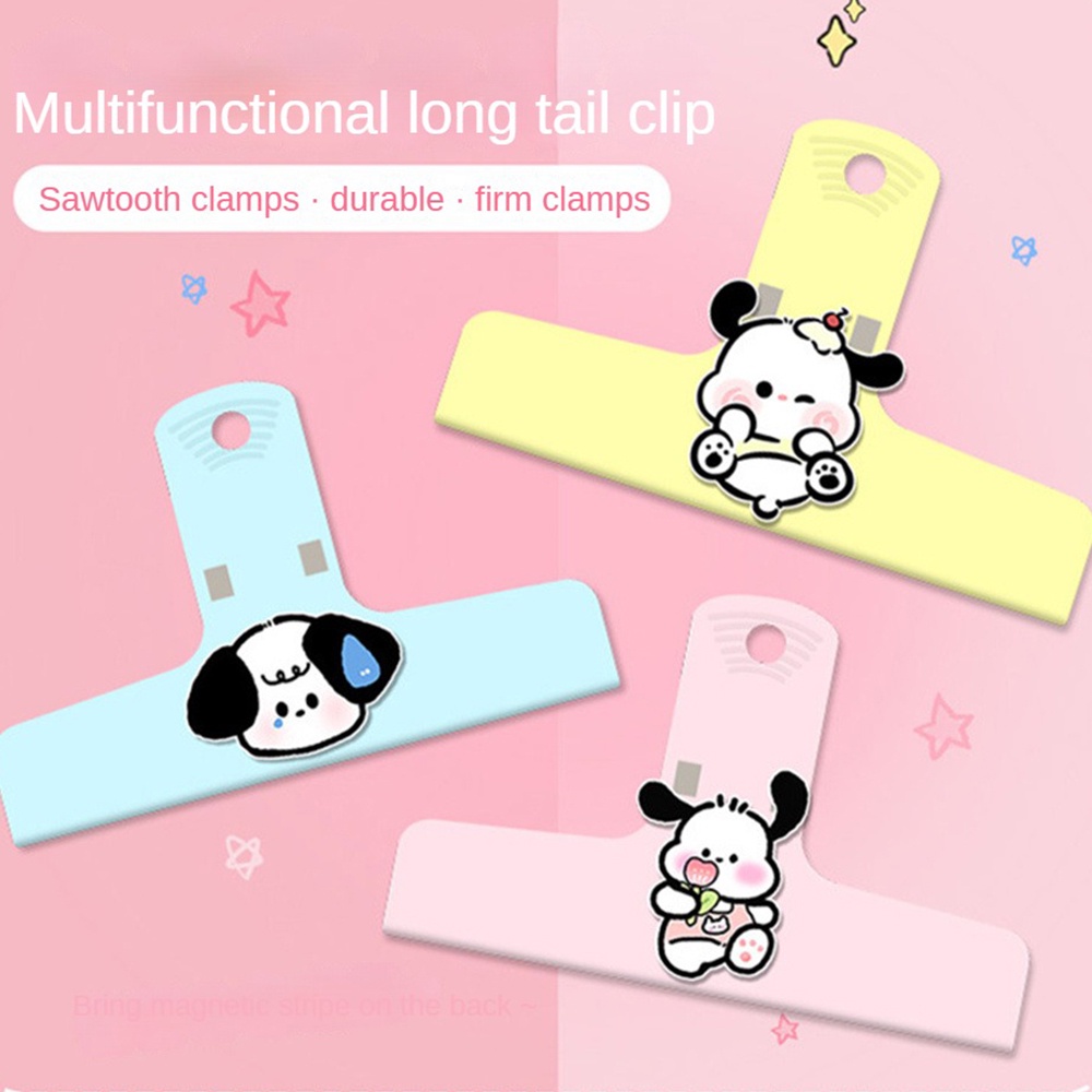 Kẹp kuromi hoạt hình bằng acrylic kẹp giấy kiểm tra dữ liệu cố định văn phòng phẩm trong suốt Sanrio dovetail quế Dog PP
