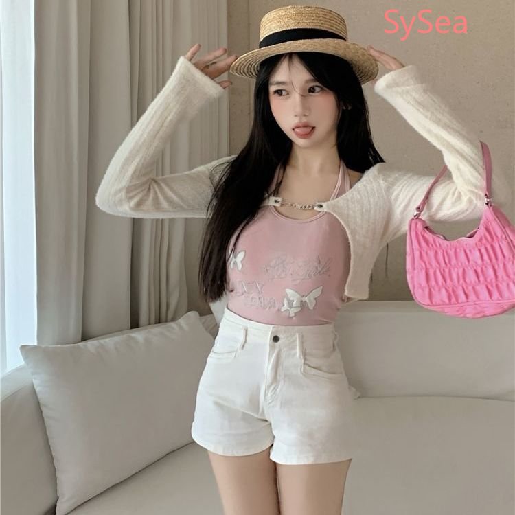 Bộ Áo Hai Dây + Áo Sơ Mi Thời Trang Mùa Hè Quyến Rũ Cho Nữ