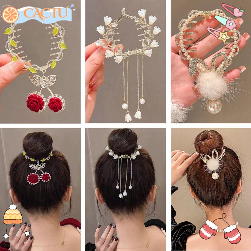 CACTU Kẹp Tóc Đuôi Ngựa Phối Tua Rua Thời Trang Cho Nữ