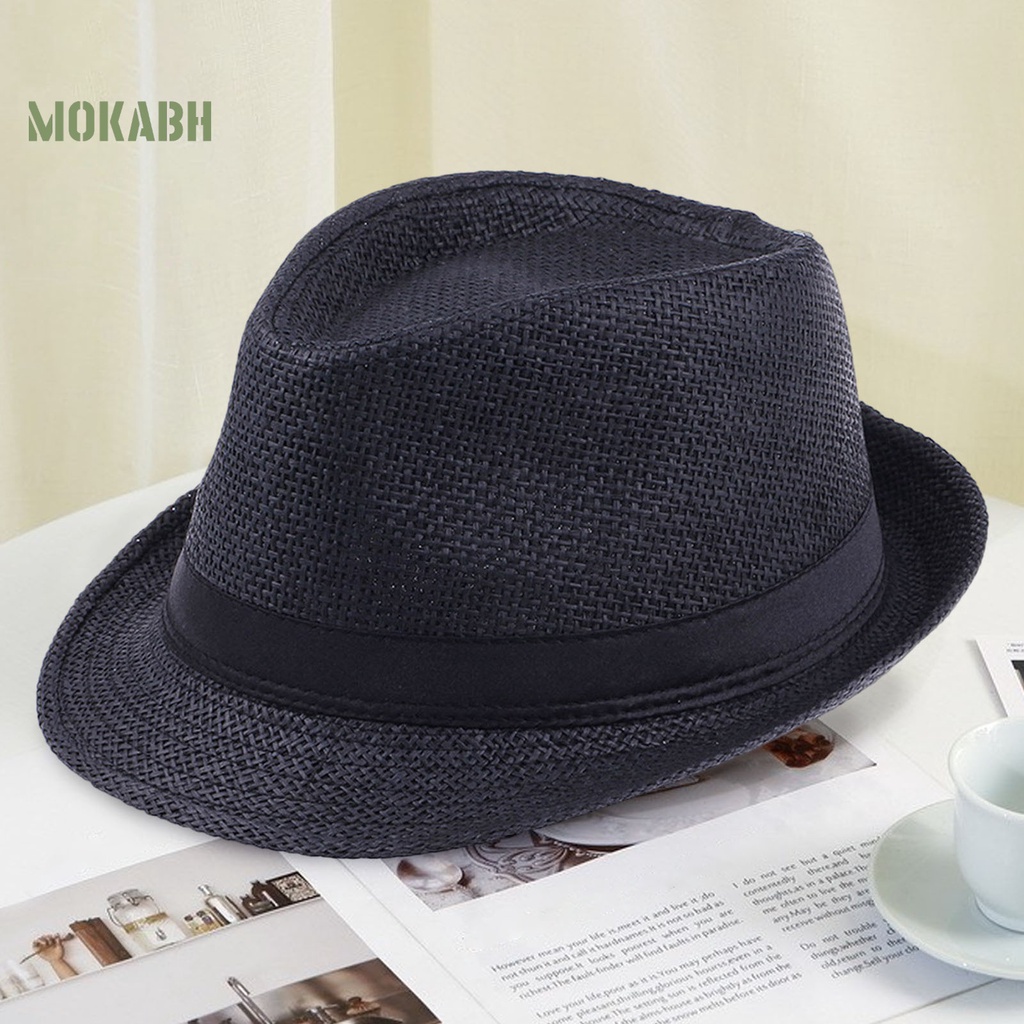 [Mok Abh] Mũ Cao Bồi Panama Vành Xoăn Màu Tương Phản Chống Nắng Có Thể Gập Lại Cho Nam Và Nữ Mang Đi Du Lịch Ngoà