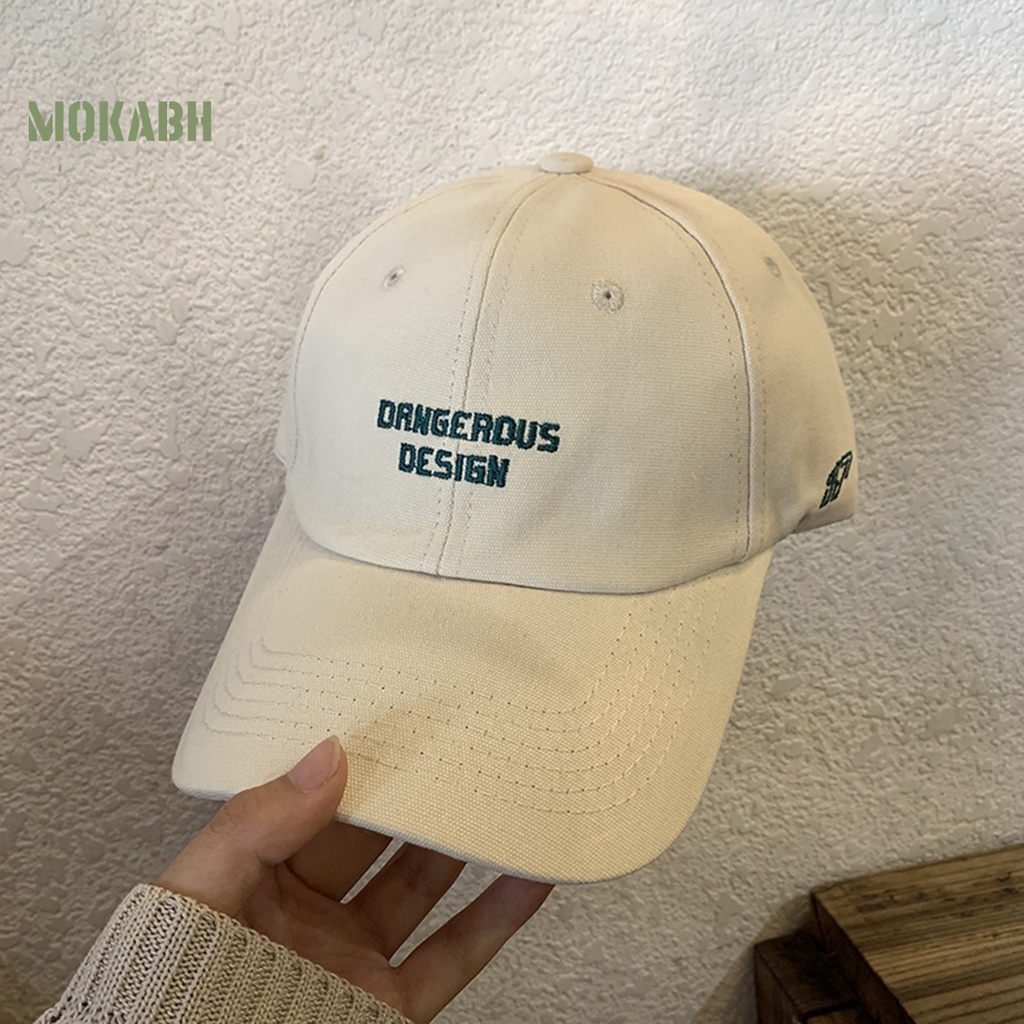 [Mok Abh] Mũ Lưỡi Trai Màu Trơn Thêu Chữ Phong Cách Hip Hop Hàn Quốc