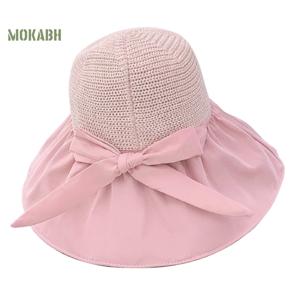 Nón Rộng Vành Thoáng Khí Chống Tia UV Thắt Nơ Thời Trang Đi Biển Mùa Hè Cho Nữ