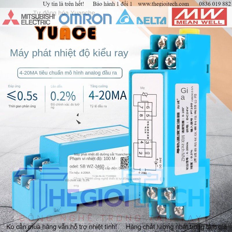 Mô-đun Máy Phát Nhiệt Độ Kiểu Ray Tùy Chỉnh 0-10V Điện Trở Nhiệt PT100 Đầu Ra Máy Phát Cách Ly 4-20mA