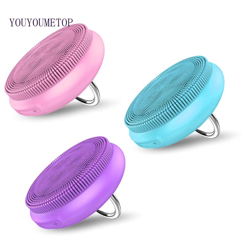 Máy Rửa Mặt Bằng Sóng Siêu Âm Với 5 Chế Độ Rung Và Vòng Nhẫn Silicone Có Thể Điều Chỉnh