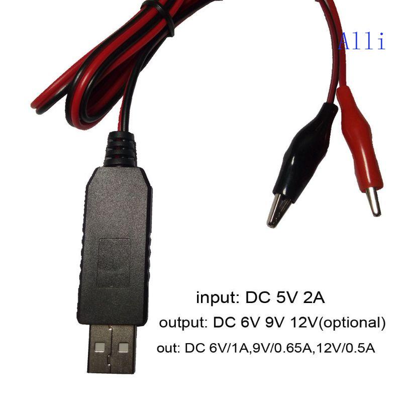 Dây Cáp Kẹp Tăng Áp USB 5V Sang 6V 9V 12V Có Thể Điều Chỉnh Điện Áp Dành Cho Đèn