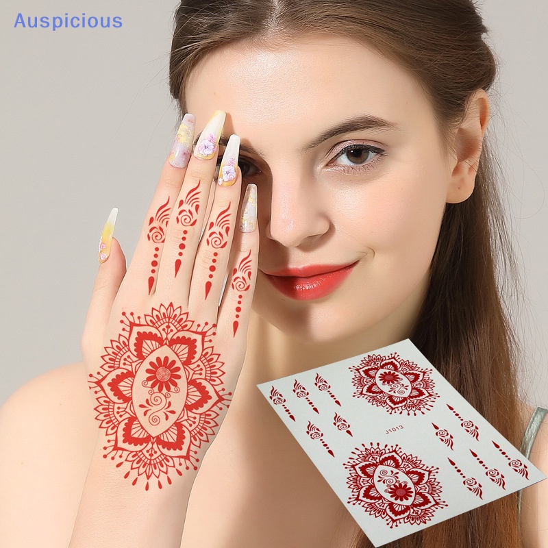 Hình Xăm Tạm Thời Henna Màu Đỏ Họa Tiết Hoa Mandala Mehndi Bảo Vệ Toàn Thân Chống Thấm Nước Cho Nữ
