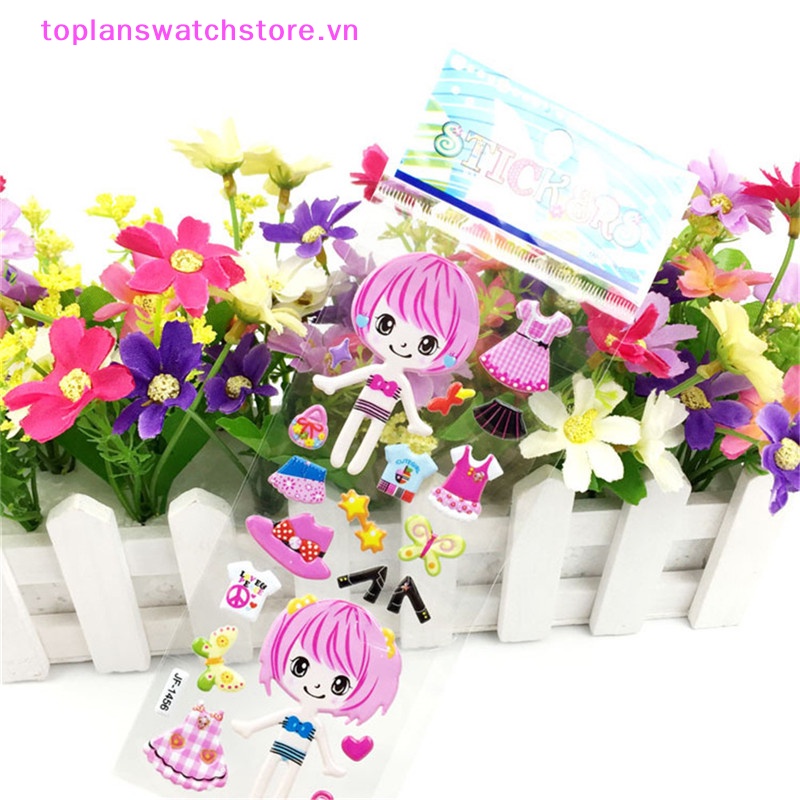 Set 5 Tấm Hình Dán 3D Trang Trí Quần Áo Cho Bé Gái