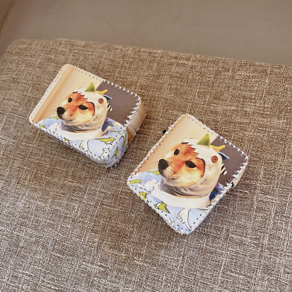 Vỏ Bảo Vệ Hộp Sạc Tai nghe không dây AirPods 1 / 2 gen3 pro2 2022 Bằng Da PU Mềm Hình Chú Chó Sáng Tạo