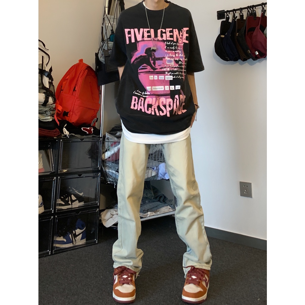 Áo Thun Cotton Tay Ngắn Dáng Rộng In Chữ GTGA Thời Trang Đường Phố Mỹ Mùa Hè Cho Nam Và Nữ